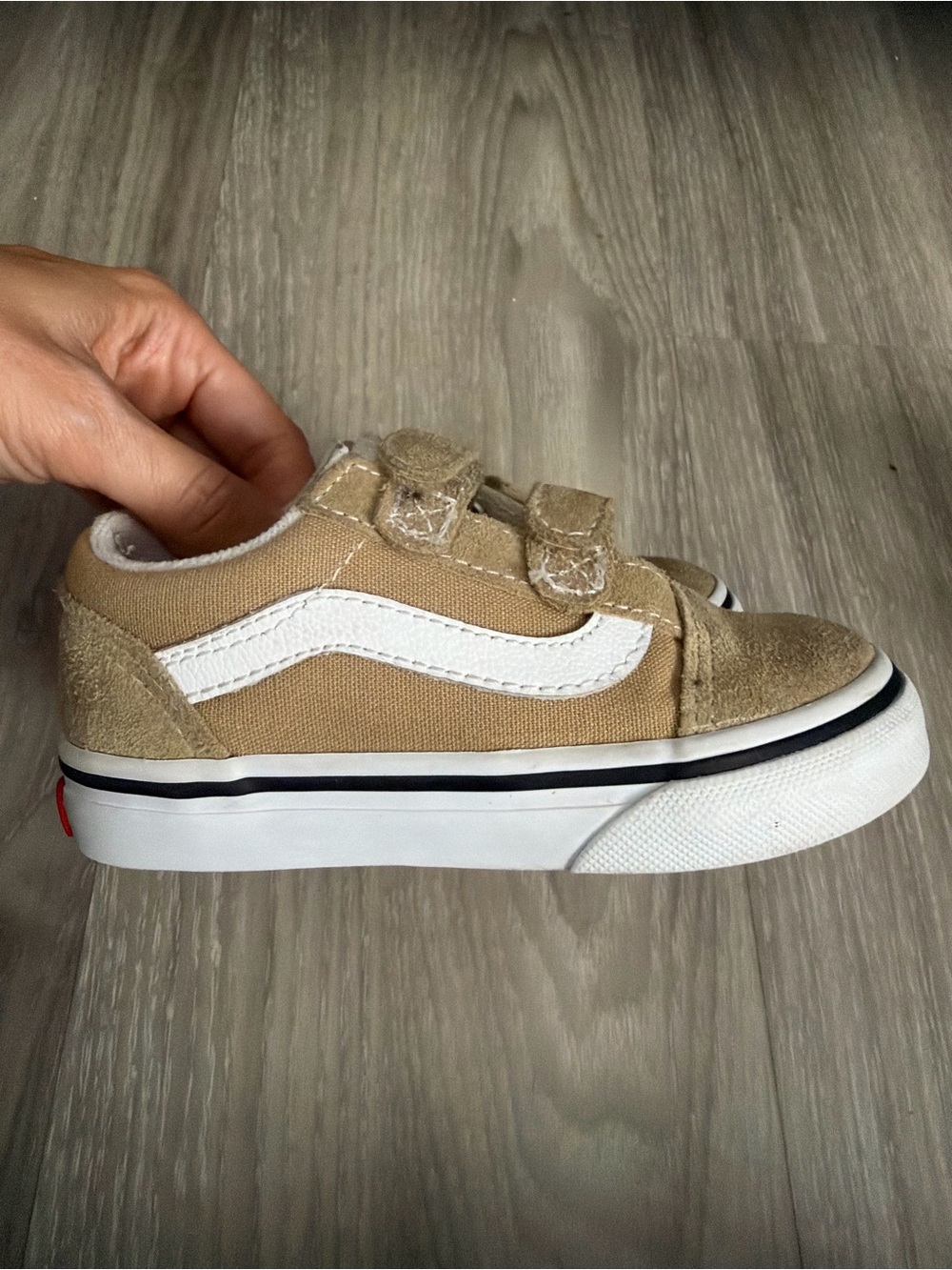 Vans Kids Tan Canvas and Suede Low-Top Sneakers with White Stripe